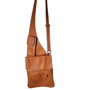 Essa Genuine Leather Crossbody Bag Tan